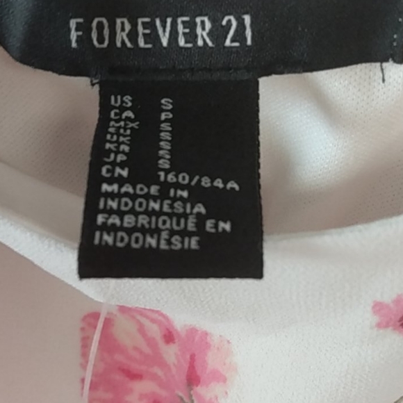 Pretty Pink and Cream Floral Spaghetti Strap Mini Dress XXI - Picture 10 of 11